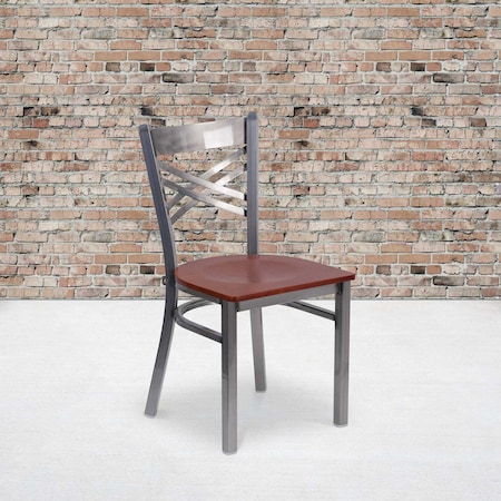Flash Furniture Clear X Chair-Cherry Seat, PK2 2-XU-6FOB-CLR-CHYW-GG