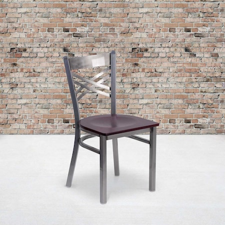 Flash Furniture Clear X Chair-Mah Seat, PK2 2-XU-6FOB-CLR-MAHW-GG