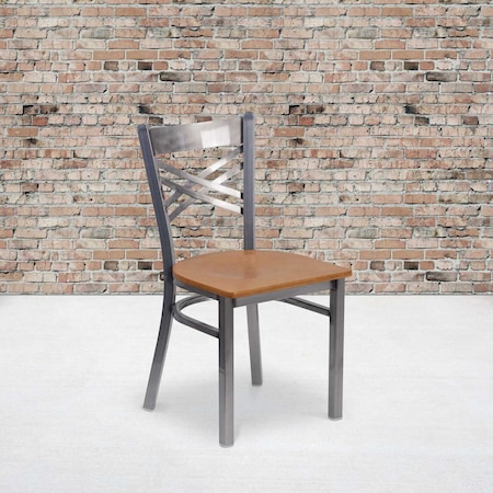 Flash Furniture Clear X Chair-Nat Seat 2-XU-6FOB-CLR-NATW-GG