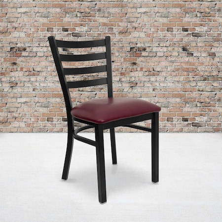 Flash Furniture Black Ladder Chair-Burg Seat, PK2 2-XU-DG694BLAD-BURV-GG
