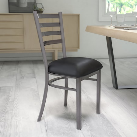 Flash Furniture Clear Ladder Chair-Black Seat, PK2 2-XU-DG694BLAD-CLR-BLKV-GG