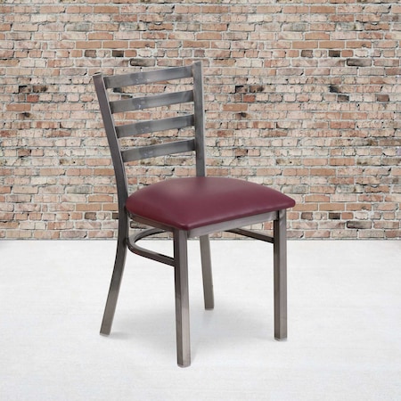 Flash Furniture Clear Ladder Chair-Burg Seat, PK2 2-XU-DG694BLAD-CLR-BURV-GG