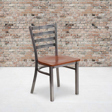 Flash Furniture Clear Ladder Chair-Cherry Seat, PK2 2-XU-DG694BLAD-CLR-CHYW-GG