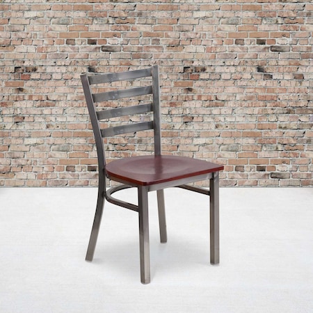 Flash Furniture Clear Ladder Chair-Mah Seat, PK2 2-XU-DG694BLAD-CLR-MAHW-GG
