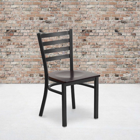 Flash Furniture Black Ladder Chair-Wal Seat, PK2 2-XU-DG694BLAD-WALW-GG