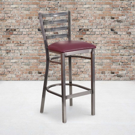 Flash Furniture Clear Ladder Stool-Burg Seat, PK2 2-XU-DG697BLAD-CLR-BAR-BURV-GG