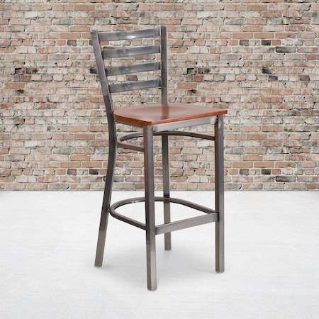 Flash Furniture Clear Ladder Stool-Cherry Seat, PK2 2-XU-DG697BLAD-CLR-BAR-CHYW-GG