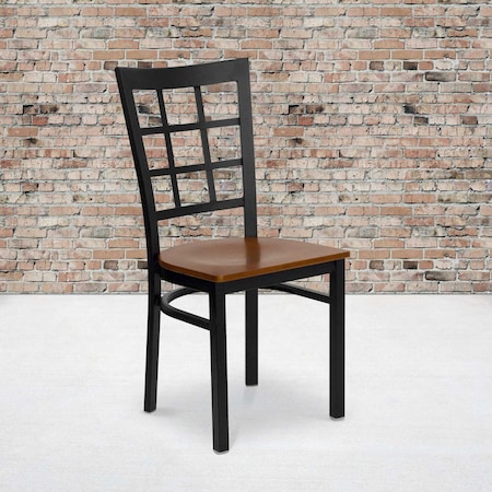 Flash Furniture Black Window Chair-Cherry Seat, PK2 2-XU-DG6Q3BWIN-CHYW-GG