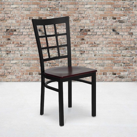 Flash Furniture Black Window Chair-Mah Seat, PK2 2-XU-DG6Q3BWIN-MAHW-GG