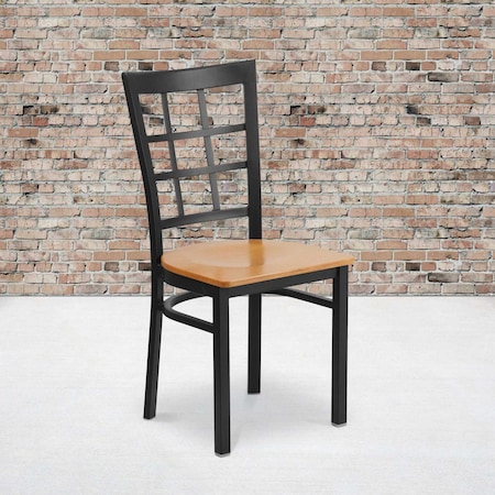 Flash Furniture Black Window Chair-Nat Seat, PK2 2-XU-DG6Q3BWIN-NATW-GG