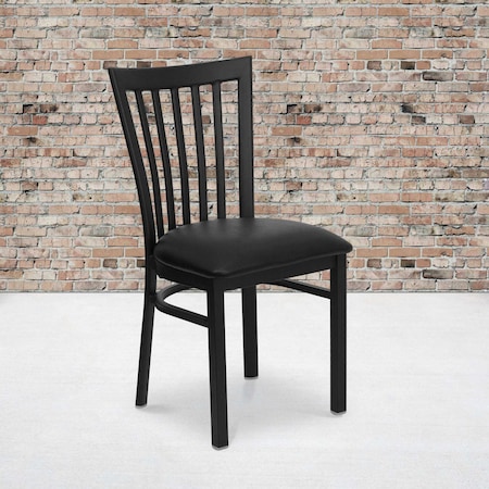 Flash Furniture Black School House Back Metal Restaurant Chair, Black Vinyl Seat, PK2 2-XU-DG6Q4BSCH-BLKV-GG