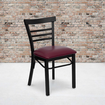 Flash Furniture Black Ladder Chair-Burg Seat, PK2 2-XU-DG6Q6B1LAD-BURV-GG