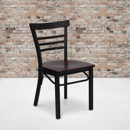 Flash Furniture Black Ladder Chair-Mah Seat, PK2 2-XU-DG6Q6B1LAD-MAHW-GG