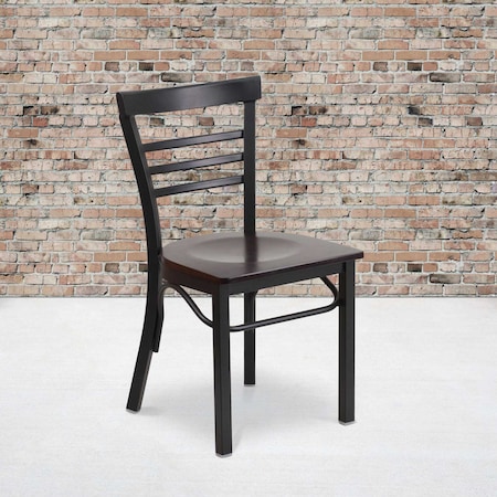 Flash Furniture Black Ladder Chair-Wal Seat, PK2 2-XU-DG6Q6B1LAD-WALW-GG