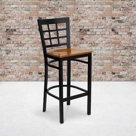 Flash Furniture Black Window Stool-Cherry Seat, PK2 2-XU-DG6R7BWIN-BAR-CHYW-GG