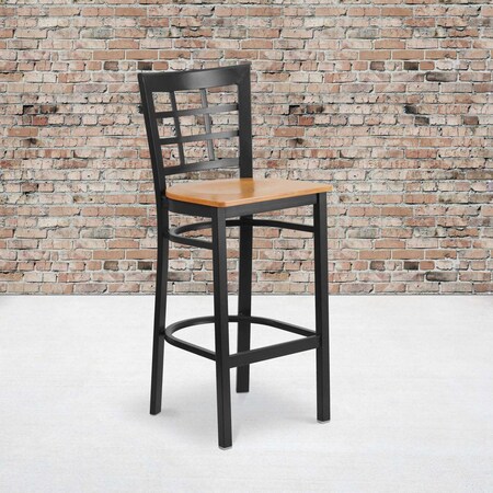 Flash Furniture Black Window Stool-Nat Seat, PK2 2-XU-DG6R7BWIN-BAR-NATW-GG