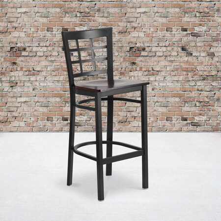 Flash Furniture Black Window Stool-Wal Seat, PK2 2-XU-DG6R7BWIN-BAR-WALW-GG