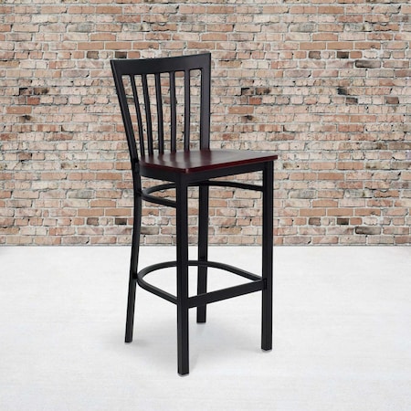 Flash Furniture Black School Stool-Mah Seat, PK2 2-XU-DG6R8BSCH-BAR-MAHW-GG