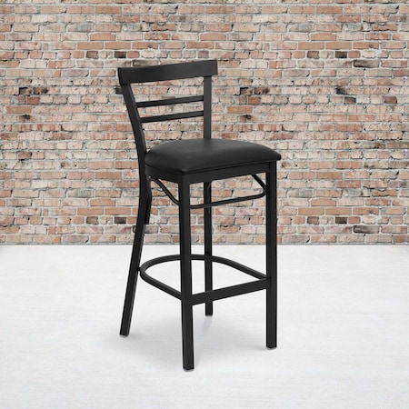 Flash Furniture Black Ladder Stool-Black Seat, PK2 2-XU-DG6R9BLAD-BAR-BLKV-GG