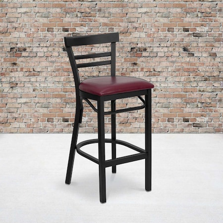 Flash Furniture Black Ladder Stool-Burg Seat, PK2 2-XU-DG6R9BLAD-BAR-BURV-GG