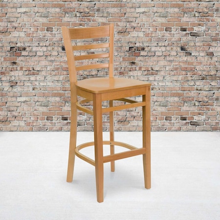 Flash Furniture HERCULES Series Ladder Back Natural Wood Restaurant Barstool, PK2 2-XU-DGW0005BARLAD-NAT-GG