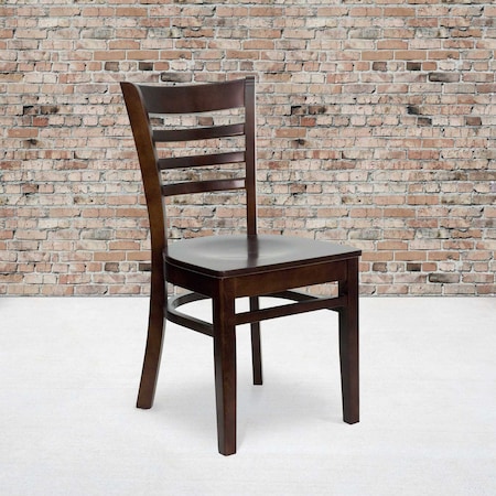 Flash Furniture HERCULES Series Ladder Back Walnut Wood Restaurant Chair, PK2 2-XU-DGW0005LAD-WAL-GG