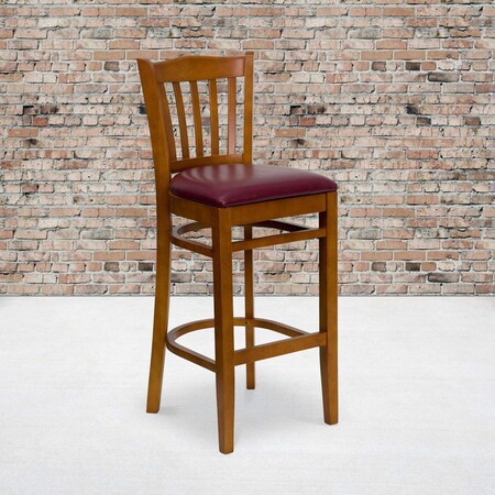 Flash Furniture Cherry Wood Stool-Burg Vinyl, PK2 2-XU-DGW0008BARVRT-CHY-BURV-GG
