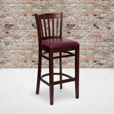 Flash Furniture Mahogany Wood Stool-Burg Vinyl, PK2 2-XU-DGW0008BARVRT-MAH-BURV-GG