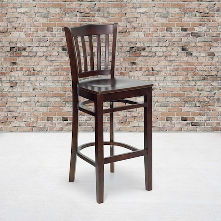 Flash Furniture Walnut Wood Stool, PK2 2-XU-DGW0008BARVRT-WAL-GG