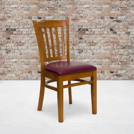 Flash Furniture Cherry Wood Chair-Burg Vinyl, PK2 2-XU-DGW0008VRT-CHY-BURV-GG