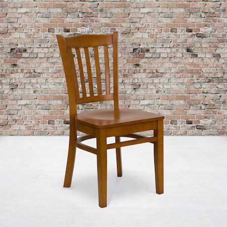 Flash Furniture HERCULES Series Vertical Slat Back Cherry Wood Restaurant Chair, PK2 2-XU-DGW0008VRT-CHY-GG