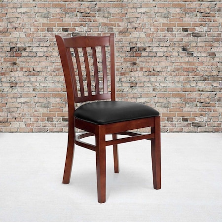 Flash Furniture Mahogany Wood Chair-Blk Vinyl, PK2 2-XU-DGW0008VRT-MAH-BLKV-GG