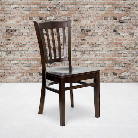 Flash Furniture HERCULES Series Vertical Slat Back Walnut Wood Restaurant Chair, PK2 2-XU-DGW0008VRT-WAL-GG
