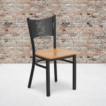 Flash Furniture Black Coffee Chair-Nat Seat, PK2 2-XU-DG-60099-COF-NATW-GG