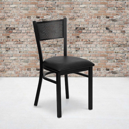 Flash Furniture Black Grid Chair-Black Seat, PK2 2-XU-DG-60115-GRD-BLKV-GG
