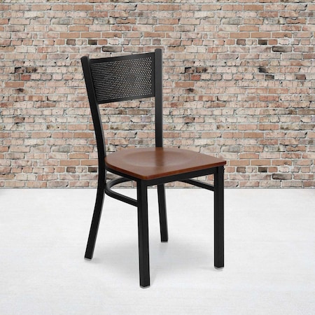 Flash Furniture Black Grid Chair-Cherry Seat, PK2 2-XU-DG-60115-GRD-CHYW-GG