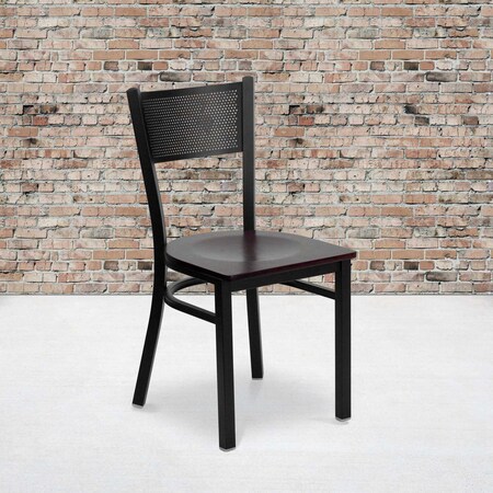 Flash Furniture Black Grid Chair-Mah Seat, PK2 2-XU-DG-60115-GRD-MAHW-GG