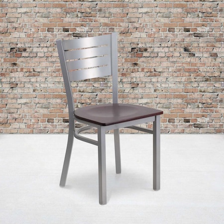 Flash Furniture Silver Slat Chair-Mah Seat, PK2 2-XU-DG-60401-MAHW-GG