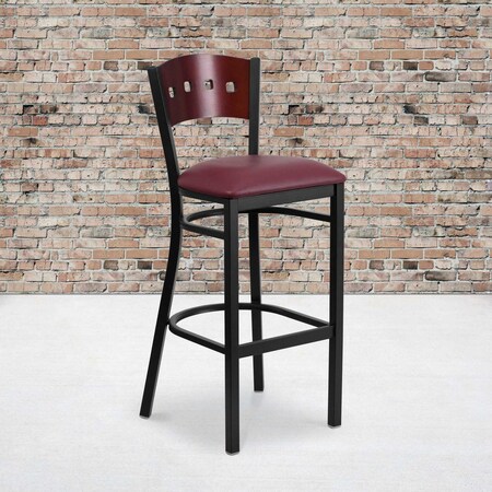 Flash Furniture Bk/Mah 4 Sqr Stool-Burg Seat, PK2 2-XU-DG-60515-MAH-BAR-BURV-GG