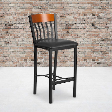 Flash Furniture Bk/Chy Vert Stool-Black Seat, PK2 2-XU-DG-60618B-CHY-BLKV-GG