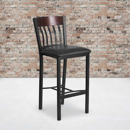 Flash Furniture Bk/Nat Vert Stool-Black Seat, PK2 2-XU-DG-60618B-WAL-BLKV-GG