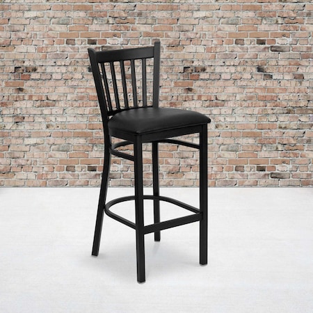 Flash Furniture Black Vert Stool-Black Seat, PK2 2-XU-DG-6R6B-VRT-BAR-BLKV-GG