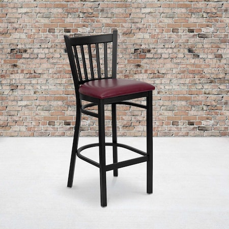 Flash Furniture Black Vert Stool-Burg Seat, PK2 2-XU-DG-6R6B-VRT-BAR-BURV-GG