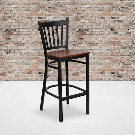 Flash Furniture Black Vert Stool-Cherry Seat, PK2 2-XU-DG-6R6B-VRT-BAR-CHYW-GG