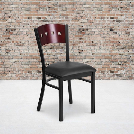 Flash Furniture Bk/Mah 4 Sqr Chair-Black Seat, PK2 2-XU-DG-6Y1B-MAH-BLKV-GG