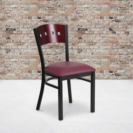 Flash Furniture Bk/Mah 4 Sqr Chair-Burg Seat, PK2 2-XU-DG-6Y1B-MAH-BURV-GG