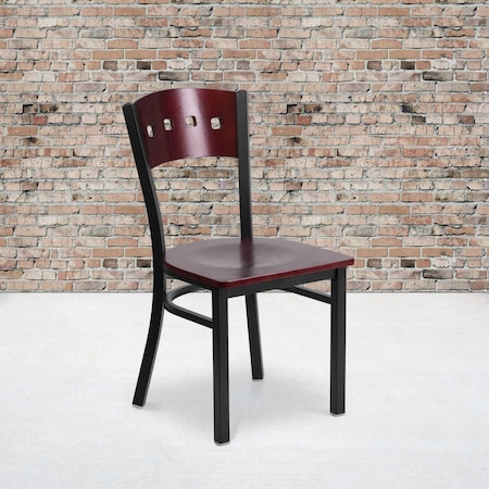 Flash Furniture Bk/Mah 4 Sqr Chair-Wood Seat, PK2 2-XU-DG-6Y1B-MAH-MTL-GG