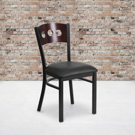 Flash Furniture Bk/Wal 3 Circ Chair-Black Seat, PK2 2-XU-DG-6Y2B-WAL-BLKV-GG