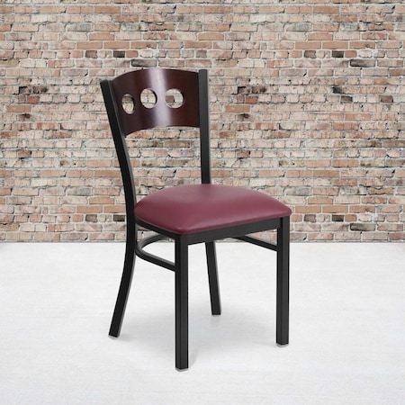 Flash Furniture Bk/Wal 3 Circ Chair-Burg Seat, PK2 2-XU-DG-6Y2B-WAL-BURV-GG
