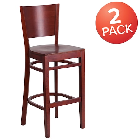 Flash Furniture Lacey Series Solid Back Mahogany Wood Restaurant Barstool, PK2 2-XU-DG-W0094BAR-MAH-MAH-GG